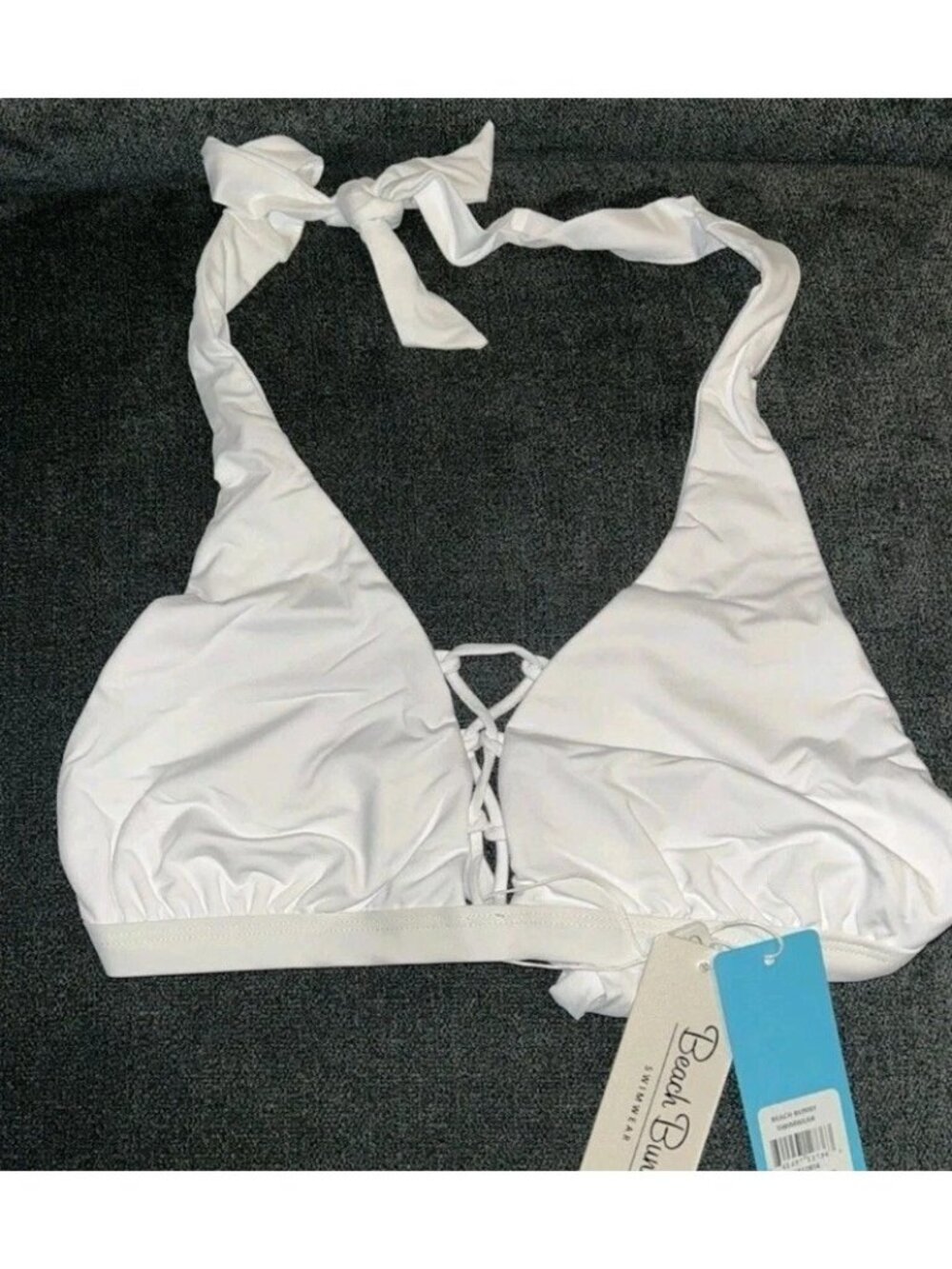 Beach Bunny Cameron Halter Top XL White Swimsuit Top B18128T4